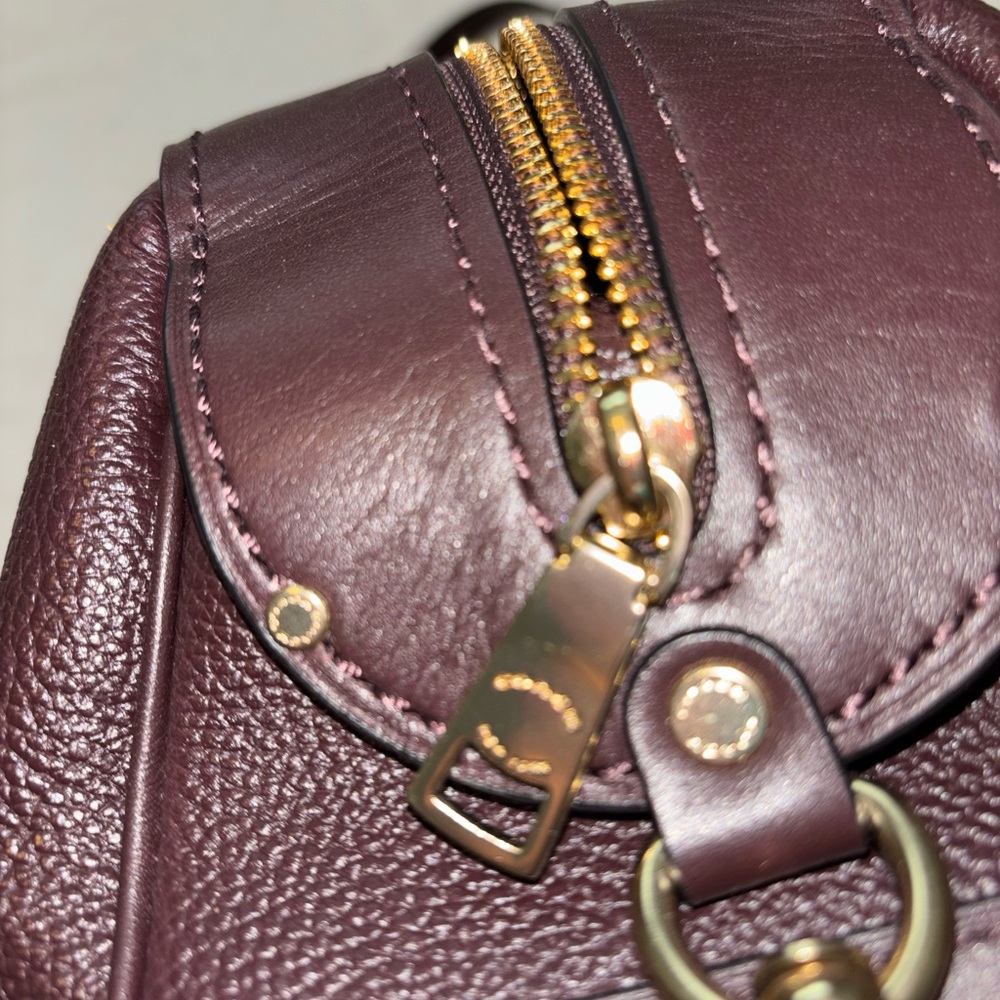 Coach Pebbled Leather Satchel in Deep Burgundy - Picture 5 of 14